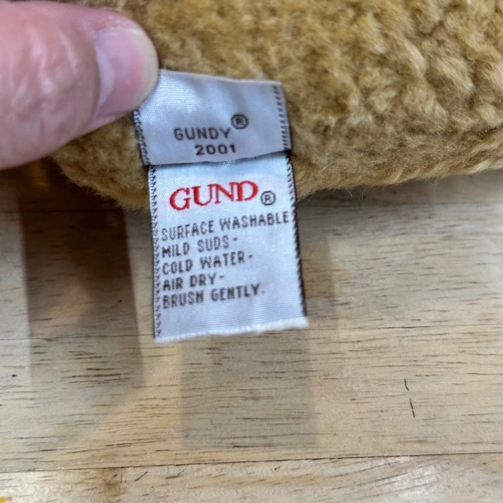 Gund Gundy 2001 Plush Bear Unisex Small Tan Brown Ribbon Vintage Excellent